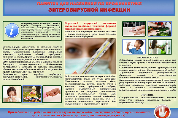 Памятка населению по профилактие энтеровирусной инфекции